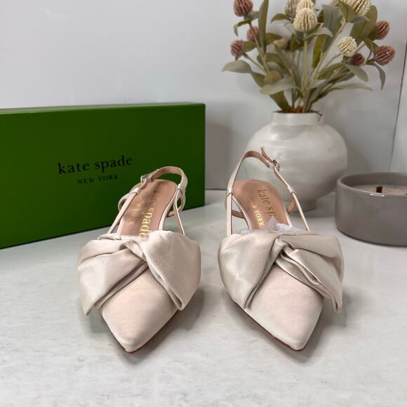 Kate Spade New York Marseille Slingback Pumps Pointed Toe Ivory K1037 Women's 7B - Picture 3 of 11